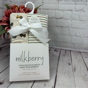NWT Milkberry bamboo rayon Baby Blanket Set farm theme tractor country
